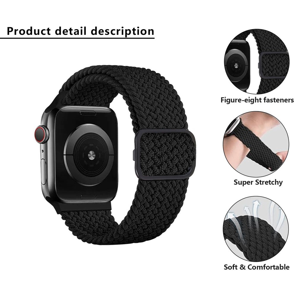 Mega Delightful Apple Smartwatch Nylon Universel Strap - Black#serie_1