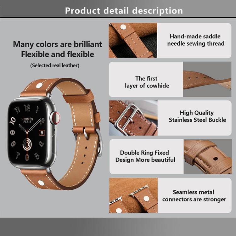 Elegant Apple Smartwatch Genuine Leather Universel Strap - Brown#serie_1