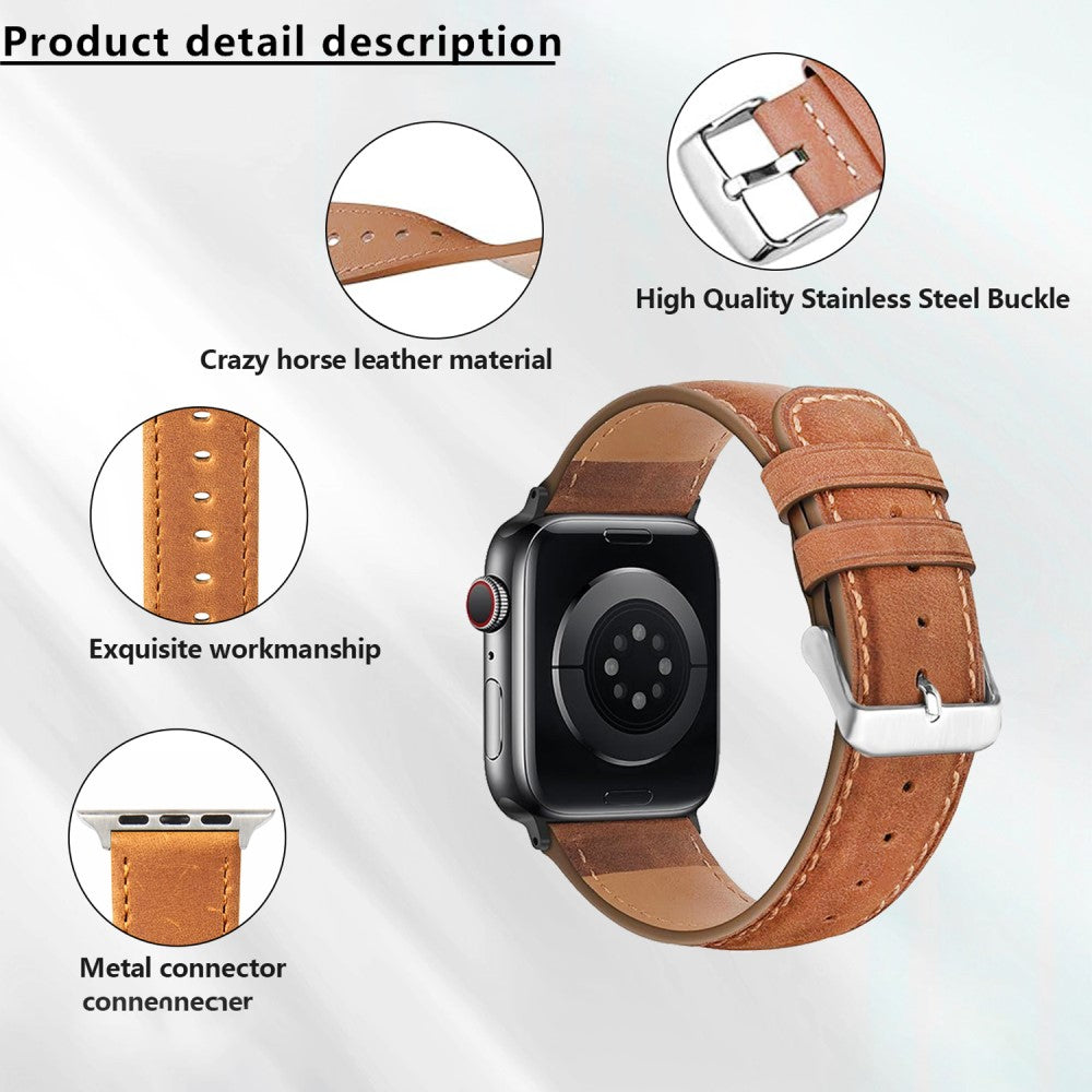 Tough Apple Smartwatch Genuine Leather Universel Strap - Brown#serie_3