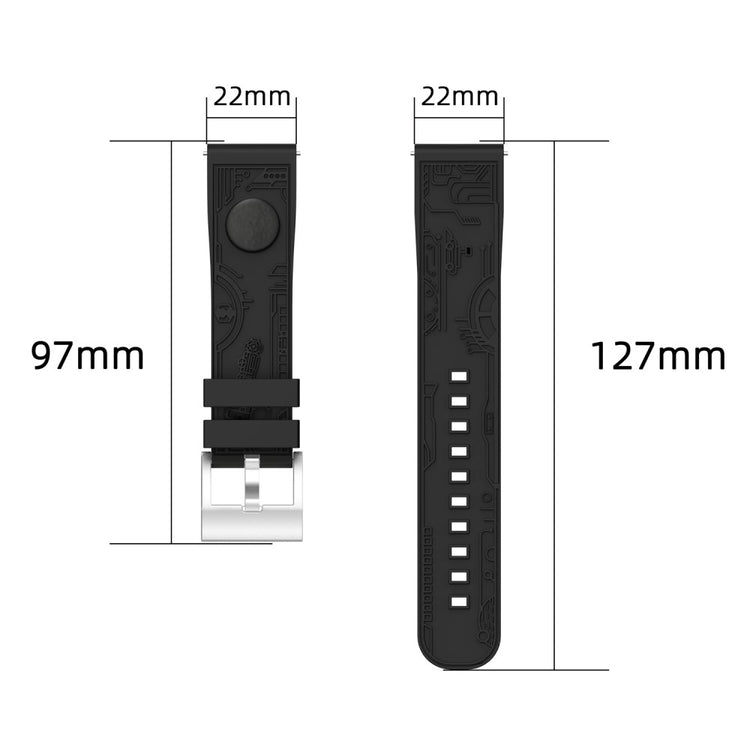 For Samsung Galaxy Watch3 45mm / Huawei Watch 4 / Garmin Venu 3 Universal 22mm Watch Band Silicone Watch Strap - Black#serie_1