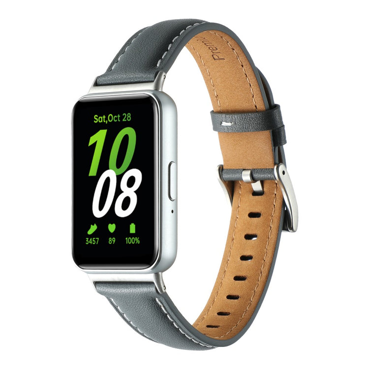 Very Tough Samsung Galaxy Fit 3 Genuine Leather Strap - Silver#serie_11