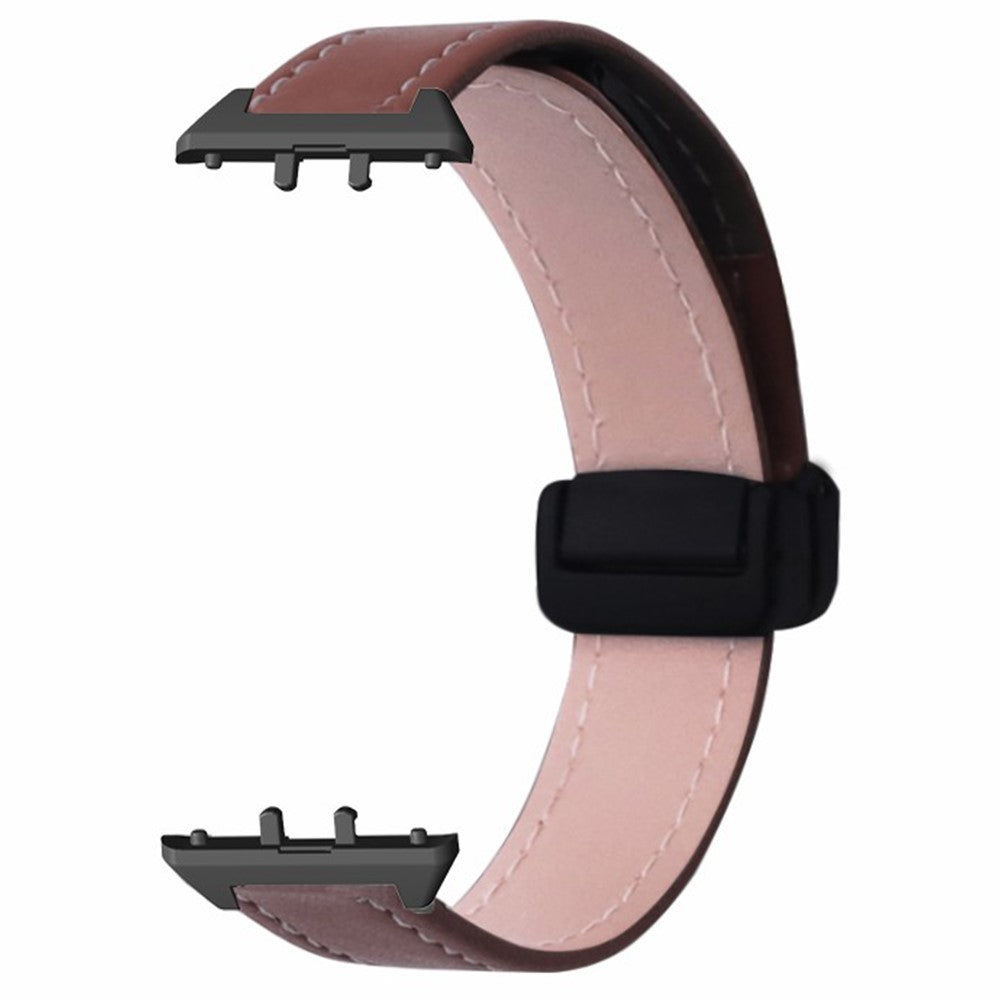 Samsung Galaxy Fit3 Watch Band Genuine Cow Leather Folding Magnetic Buckle Strap - Coffee#serie_2