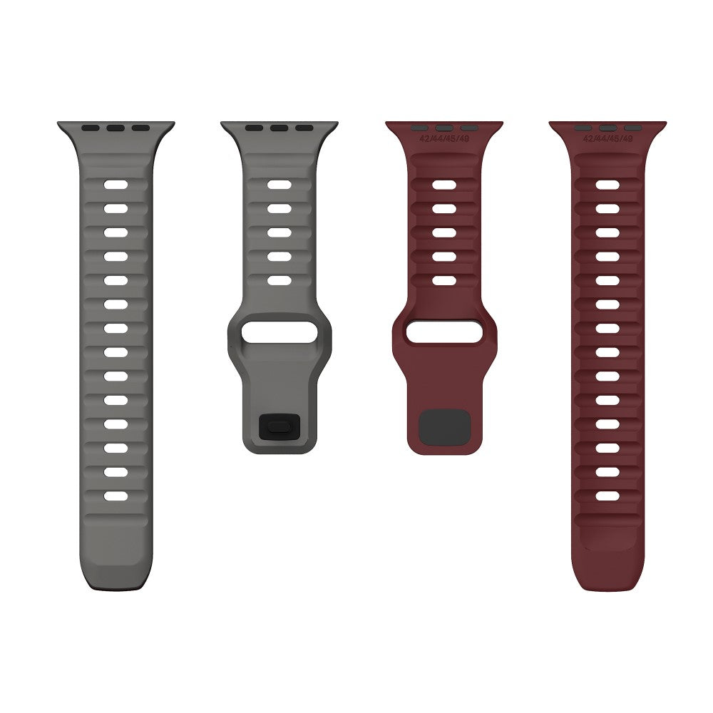 Apple Watch Series 49mm - 45mm - 44mm - 42mm Dual-Color Silicone Strap - Grey+Wine Red#serie_7