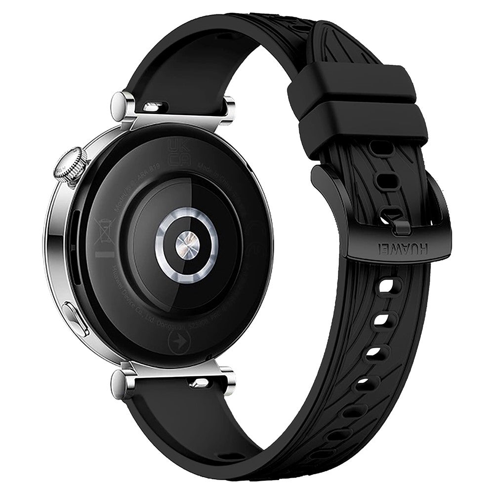 Huawei Watch GT 4 41mm / Xiaomi Mi Watch Silicone band 18mm Textured Watch Strap - Black+Black Buckle#serie_11