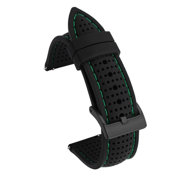 Huawei Watch GT 3 42mm / GT 3 Pro 43mm Watch band 20mm Silicone Wrist Strap - Black Buckle / Black+Green Thread#serie_5