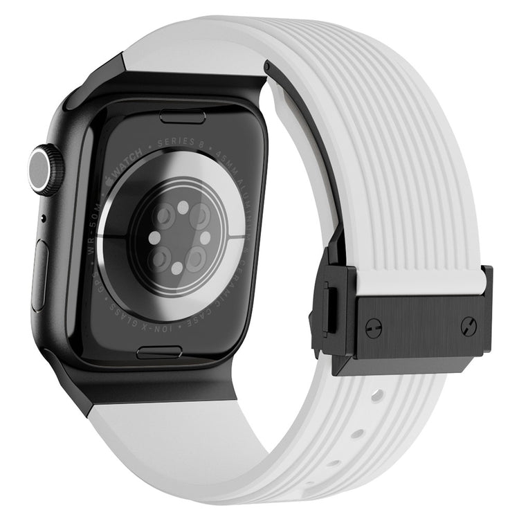 Apple Watch Ultra 2 Ultra 49mm / 9 8 7 45mm / 6 5 4 SE (2023) SE (2022) SE 44mm / 3 2 1 42mm Silicone Watch band  - Black Buckle / White Strap#serie_4