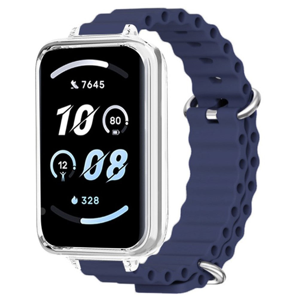 Honor band 9 Watch band Ocean Silicone Strap with Transparent Case - Midnight Blue#serie_10