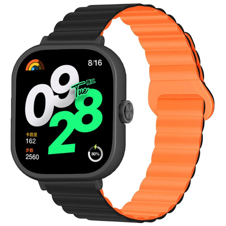 Xiaomi Redmi Watch 4 Silicone Watch Strap Dual Color Magnetic band with bump resistant Case - Black+Orange#serie_2