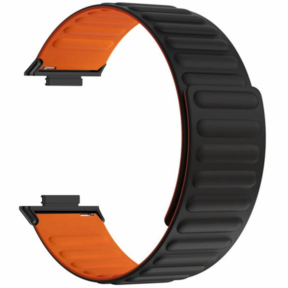 Huawei Watch Fit 3 Watch band Adjustable Magnetic Silicone Wrist Strap - Black+Orange#serie_1