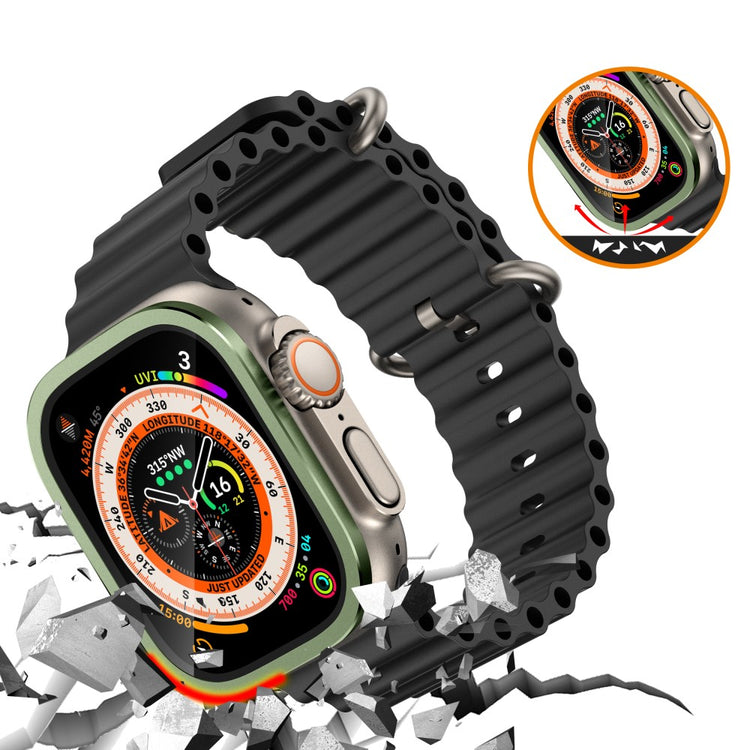 Mega Fint Universal Cover med Skærmbeskytter i Glas passer til Apple Watch Ultra / Apple Watch Ultra 2 - Grøn#serie_3