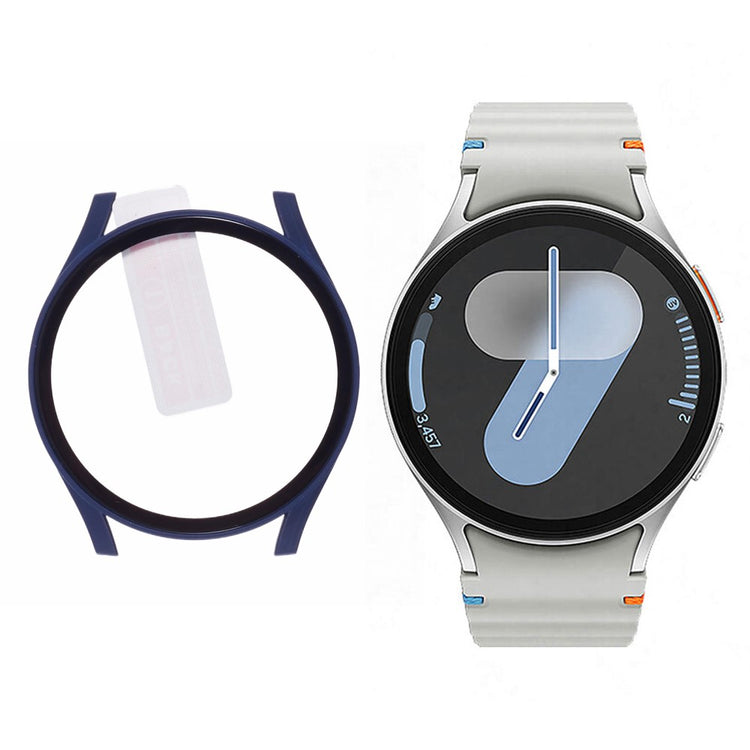 Samsung Galaxy Watch7 44mm Watch Case Hard Bump Resistant Cover with Tempered Glass Screen Film - Dark Blue#serie_7