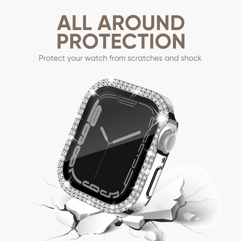 Mega Good Apple Smartwatch Universel Cover with Screen Protector in Rhinestone and Glass - Black#serie_3