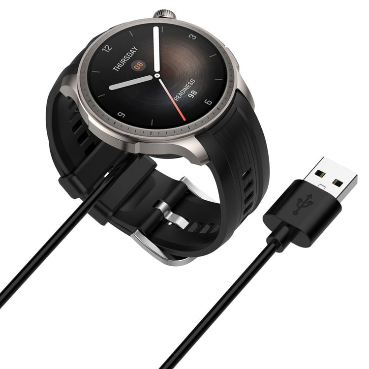 1m Silikone Magnetisk USB Opladningskabel passer til Amazfit Balance - Sort#serie_5