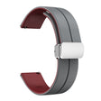 22mm Universal dual color silicone strap with silver buckle - Grey / Wine Red