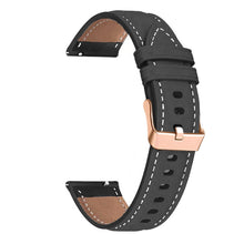 20mm Universal Genuine Cowhide leather strap with rose gold buckle - Black#serie_1