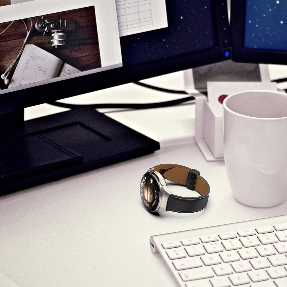 Helt Vildt Flot Ægte Læder Universal Rem passer til Smartwatch - Sort#serie_1
