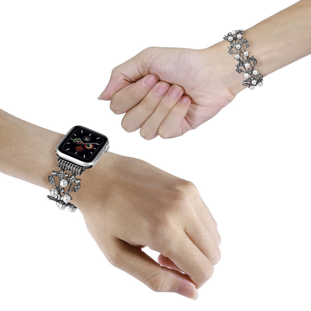 Cool Plastik Og Rhinsten Universal Rem passer til Apple Smartwatch - Sort#serie_1