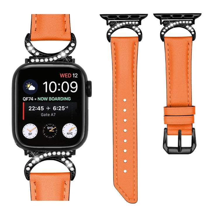 Helt Vildt Sejt Ægte Læder Universal Rem passer til Apple Smartwatch - Orange#serie_1