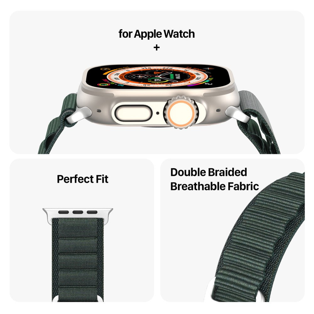 Vildt Fed Metal Og Nylon Universal Rem passer til Apple Smartwatch - Grøn#serie_2