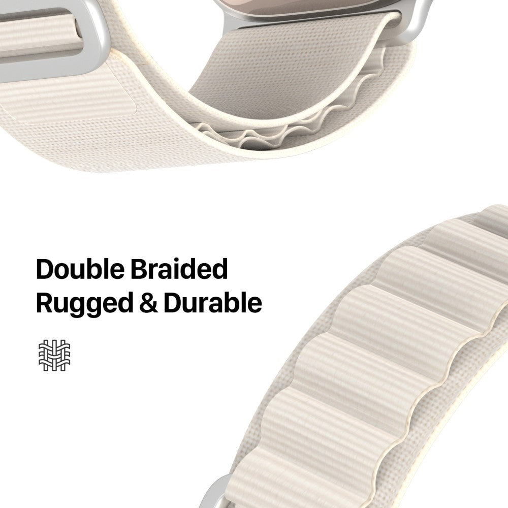 Vildt Fed Metal Og Nylon Universal Rem passer til Apple Smartwatch - Hvid#serie_4