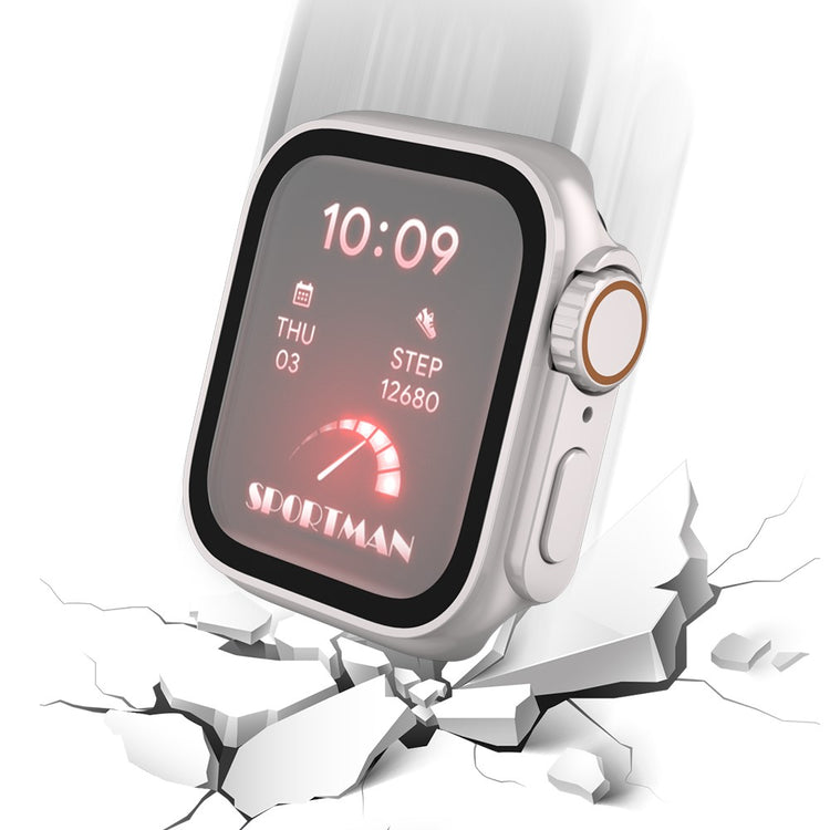 Vildt Godt Universal Cover med Skærmbeskytter i Plastik og Hærdet Glas passer til Apple Smartwatch - Sølv#serie_6