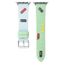 Apple Watch Series 9 45mm / Ultra 2 cute words nylon strap - Baby Blue / Green#serie_2