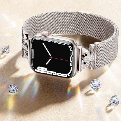 Meget Cool Metal Og Rhinsten Universal Rem passer til Apple Smartwatch - Sølv#serie_4
