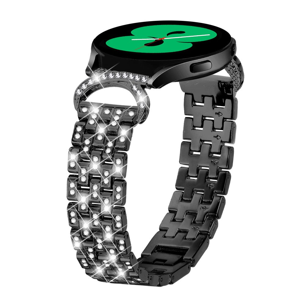 Cool Metal Og Rhinsten Universal Rem passer til Samsung Smartwatch - Sort#serie_1