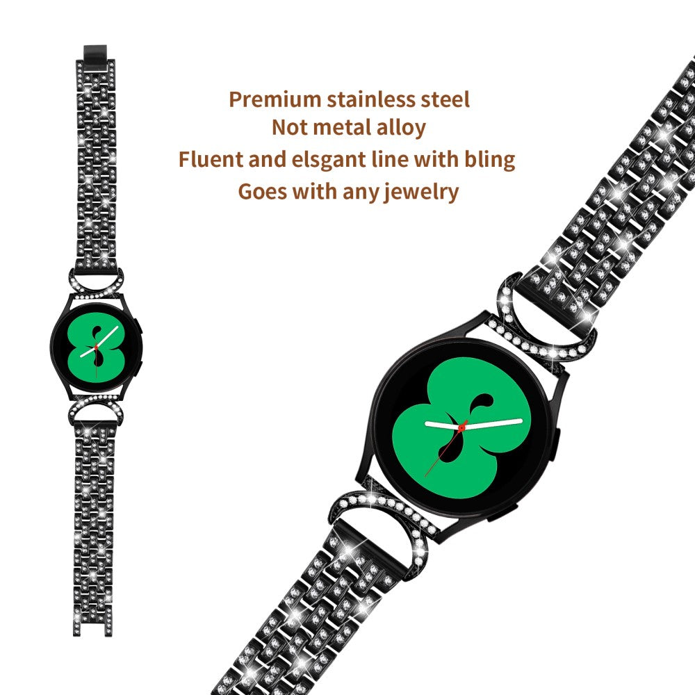 Cool Metal Og Rhinsten Universal Rem passer til Samsung Smartwatch - Sort#serie_1