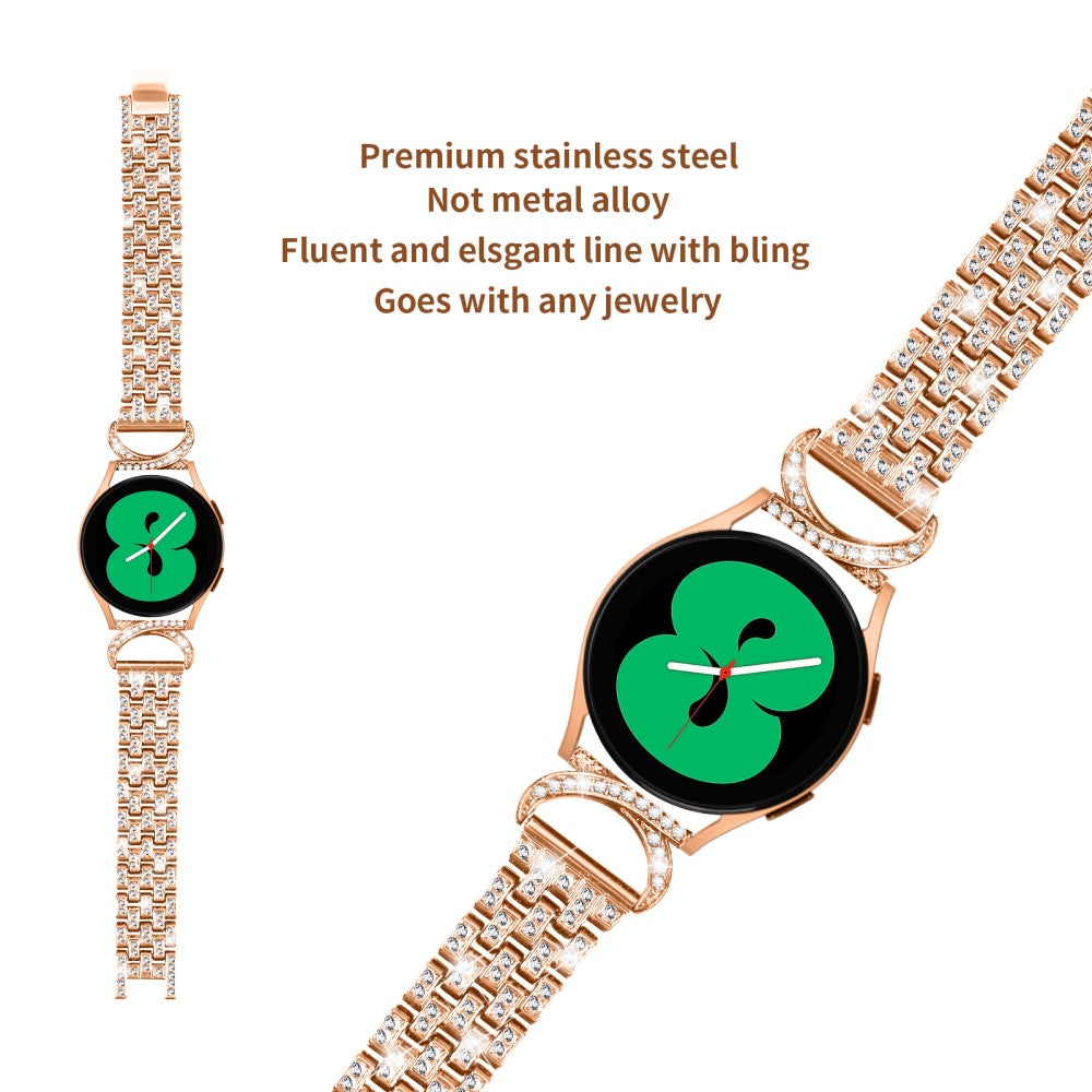 Cool Metal Og Rhinsten Universal Rem passer til Samsung Smartwatch - Guld#serie_2