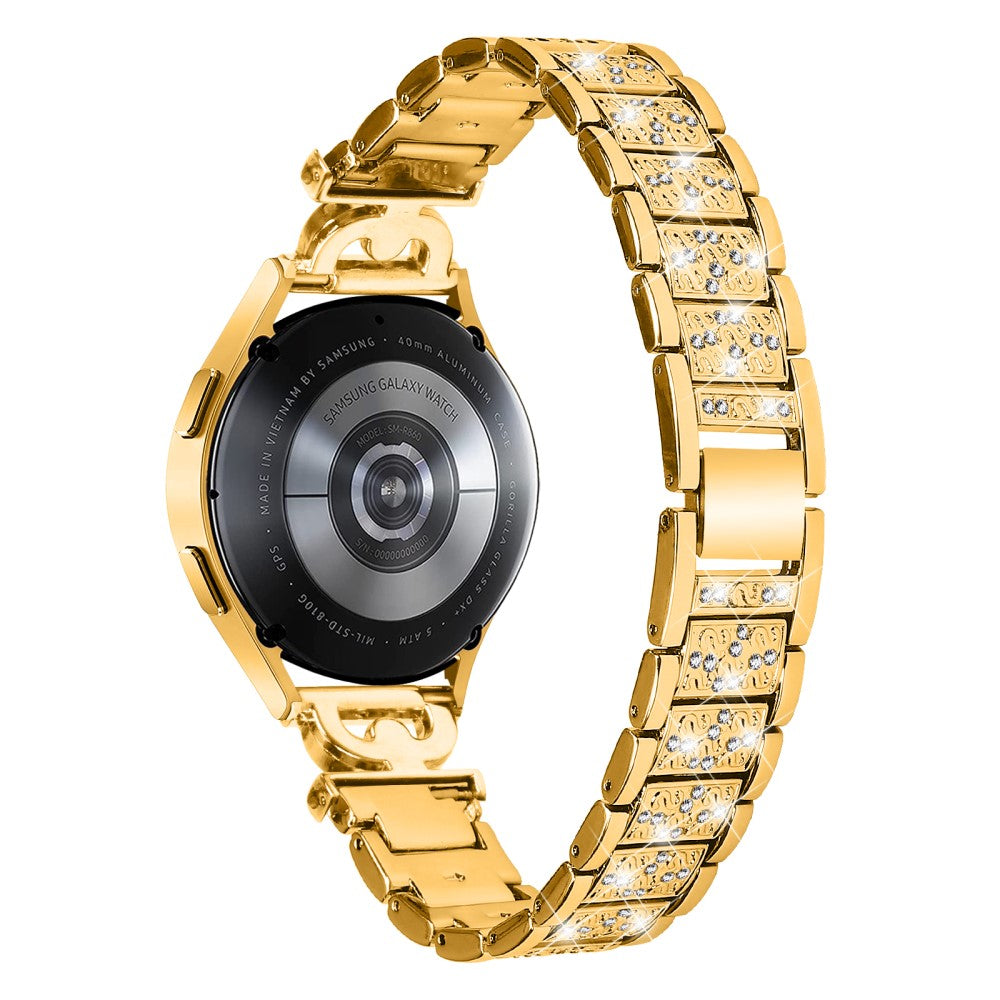 Yndigt Metal Og Rhinsten Universal Rem passer til Samsung Smartwatch - Guld#serie_1