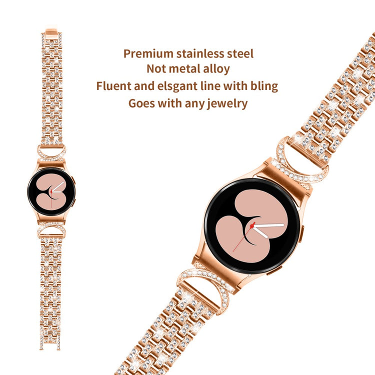 Fint Metal Og Rhinsten Universal Rem passer til Samsung Smartwatch - Pink#serie_2