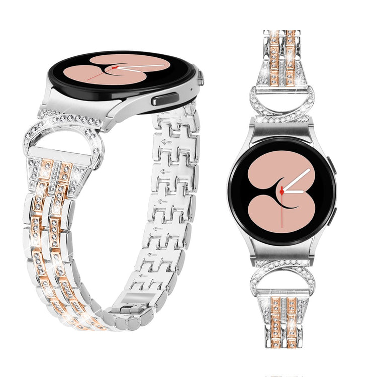 Fint Metal Og Rhinsten Universal Rem passer til Samsung Smartwatch - Sølv#serie_3