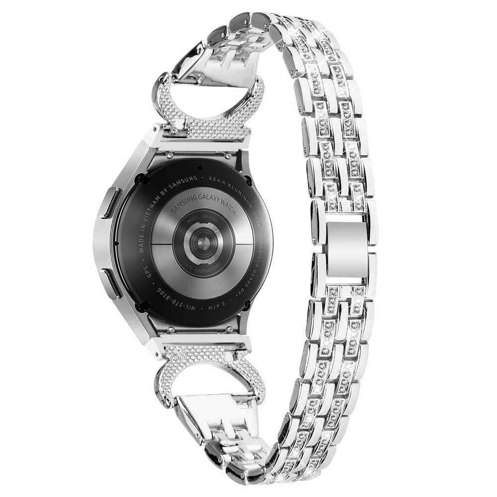 Fint Metal Og Rhinsten Universal Rem passer til Samsung Smartwatch - Sølv#serie_4