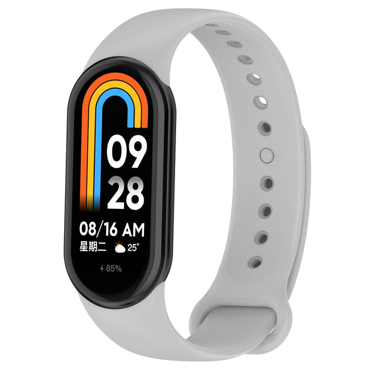 Super Fed Silikone Rem passer til Xiaomi Smart Band 8 - Sølv#serie_6