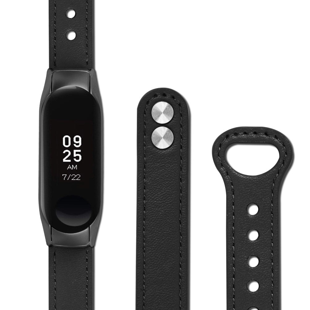 Mega Hårdfør Ægte Læder Rem passer til Xiaomi Smart Band 8 - Sort#serie_2