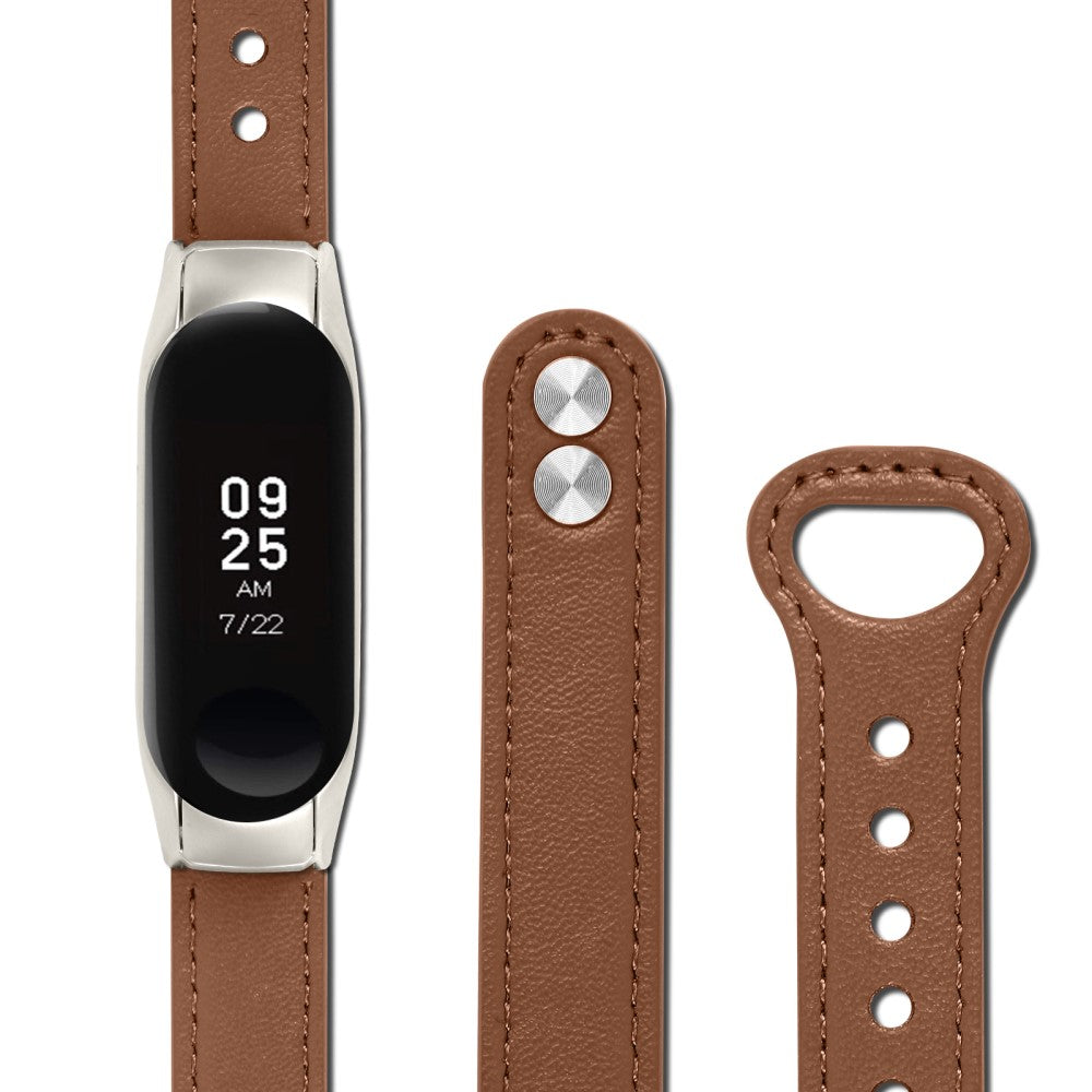 Mega Komfortabel Ægte Læder Rem passer til Xiaomi Smart Band 8 - Brun#serie_11