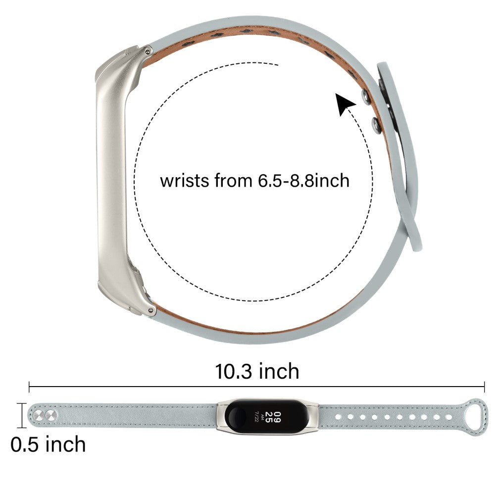Mega Komfortabel Ægte Læder Rem passer til Xiaomi Smart Band 8 - Sølv#serie_8