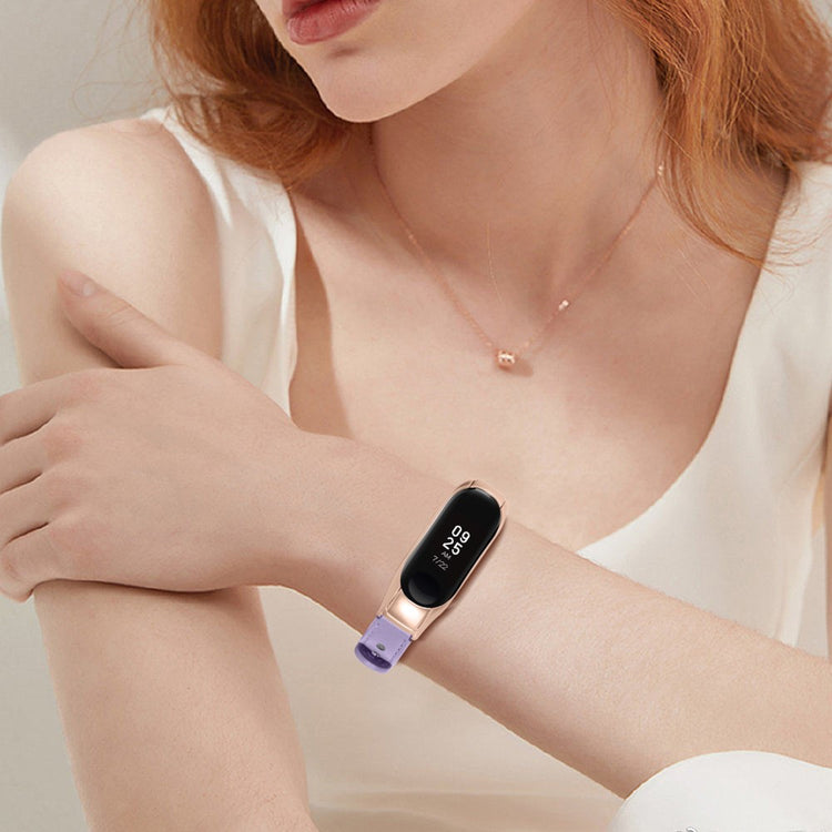 Mega Nydelig Ægte Læder Rem passer til Xiaomi Smart Band 8 - Lilla#serie_6