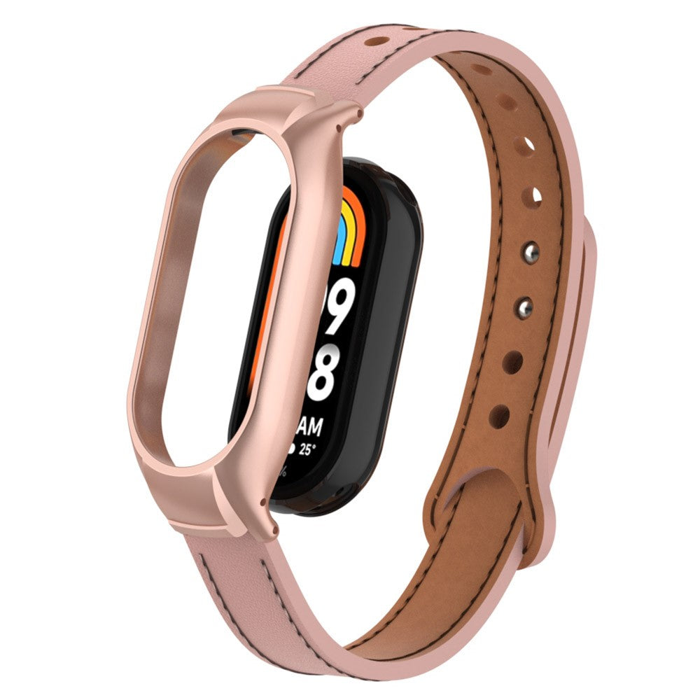 Cool Metal Og Kunstlæder Rem passer til Xiaomi Smart Band 8 - Pink#serie_4