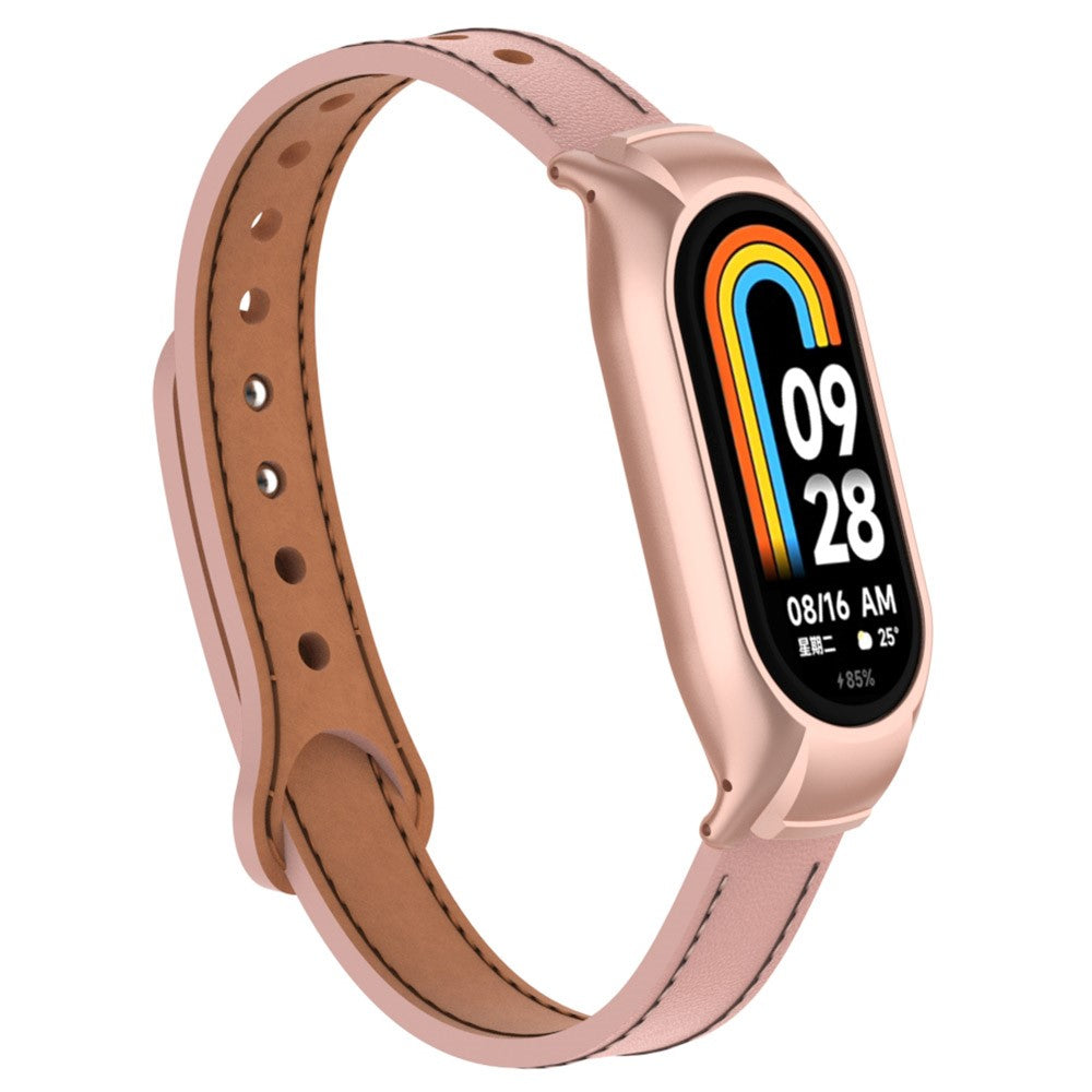 Cool Metal Og Kunstlæder Rem passer til Xiaomi Smart Band 8 - Pink#serie_4