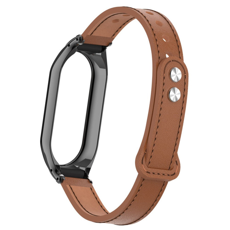 Cool Metal Og Kunstlæder Rem passer til Xiaomi Smart Band 8 - Brun#serie_5