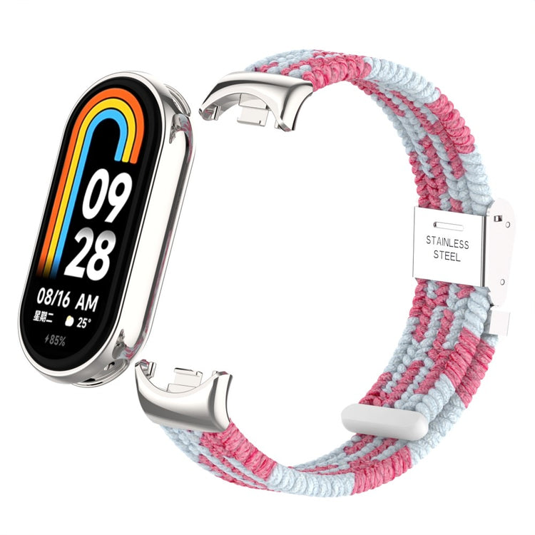 Meget Pænt Metal Og Nylon Rem passer til Xiaomi Smart Band 8 - Pink#serie_12