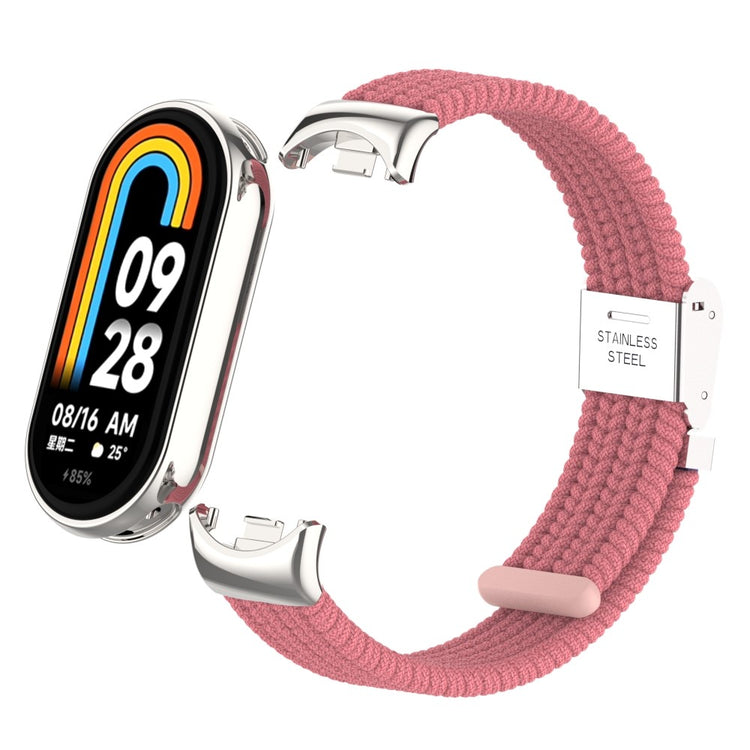 Meget Pænt Metal Og Nylon Rem passer til Xiaomi Smart Band 8 - Pink#serie_14