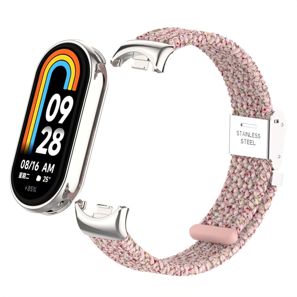 Meget Pænt Metal Og Nylon Rem passer til Xiaomi Smart Band 8 - Pink#serie_3