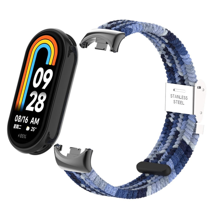 Meget Pænt Metal Og Nylon Rem passer til Xiaomi Smart Band 8 - Blå#serie_7