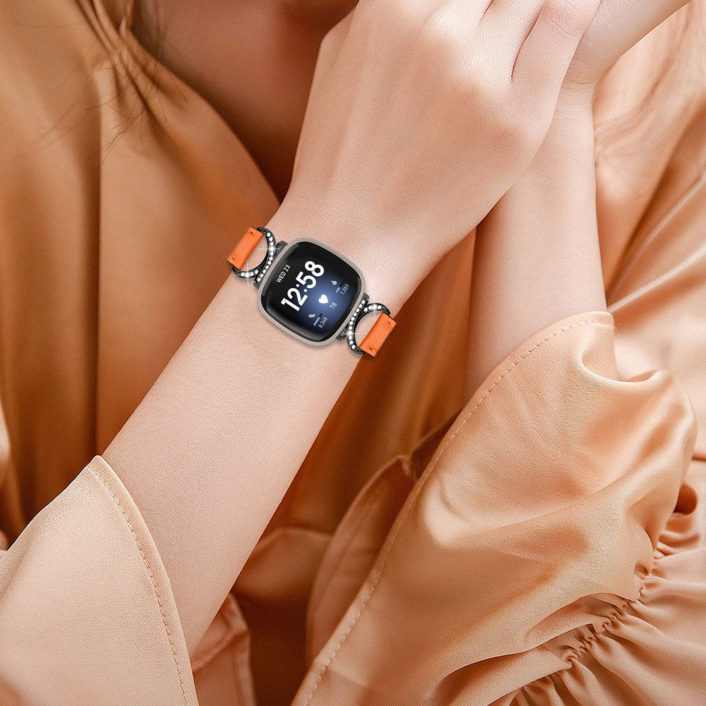 Komfortabel Kunstlæder Universal Rem passer til Fitbit Smartwatch - Orange#serie_1