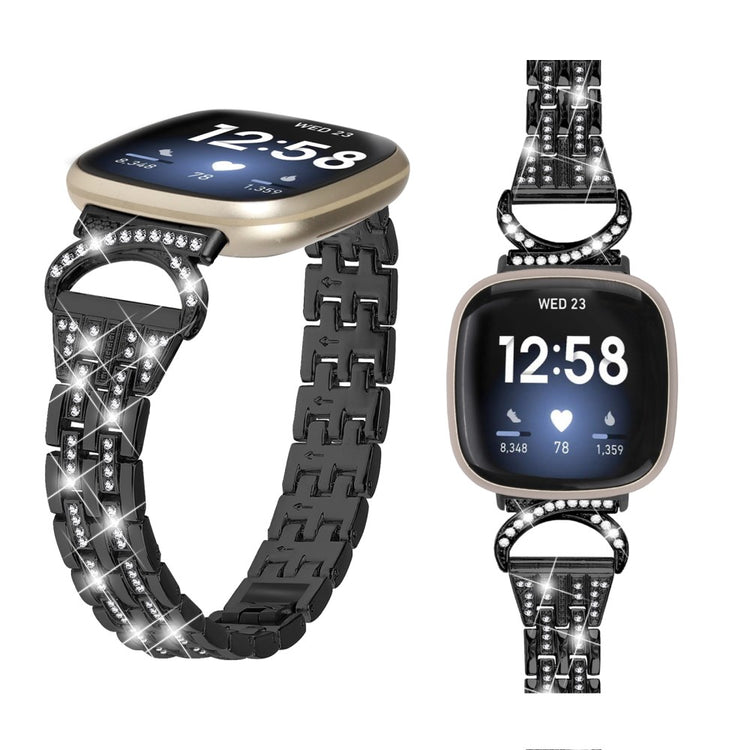 Flot Metal Universal Rem passer til Fitbit Sense 2 / Fitbit Versa 4 - Sort#serie_1