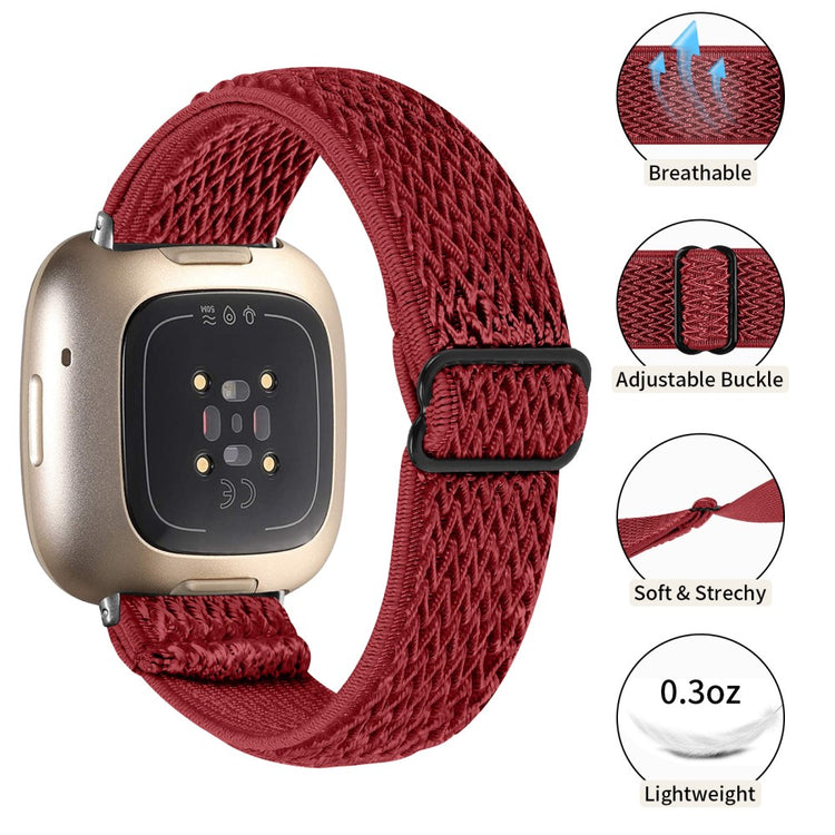 Smuk Nylon Universal Rem passer til Fitbit Sense 2 / Fitbit Versa 4 - Rød#serie_9