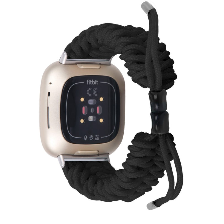 Fint Nylon Universal Rem passer til Fitbit Sense 2 / Fitbit Versa 4 - Sort#serie_1